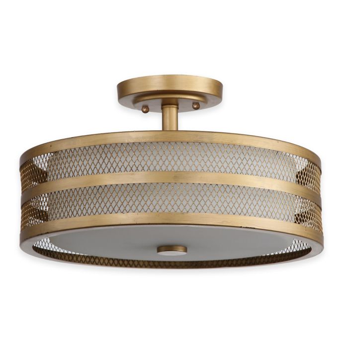 Safavieh Greta Veil 3 Light Ceiling Lamp In Antique Gold With