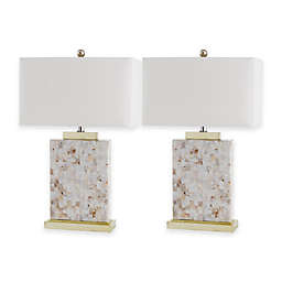 Safavieh Tory Shell Table Lamps with White Shades (Set of 2)