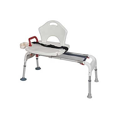 Drive Medical Folding Universal Sliding Tub Transfer Bench in White. View a larger version of this product image.