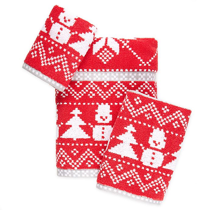 Alternate image 1 for Winter Wonderland Fairisle Snowman Towel Collection