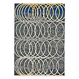 Weave & Wander Omari Contemporary Spiral Print Rug in Gray/Blue