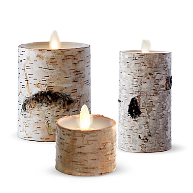 Luminara&reg; Birch Real-Flame Effect Candle Collection. View a larger version of this product image.