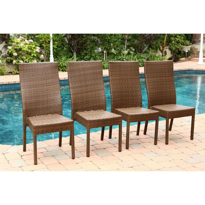 Abbyson Living® Palermo Outdoor Wicker Dining Chairs in Brown (Set of 4