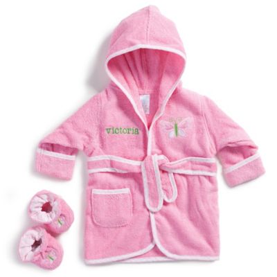 Size 0-9M Butterfly Bathrobe with Booties in Pink