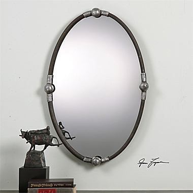 Uttermost Carrick Oval Wall Mirror in Black/Silver. View a larger version of this product image.