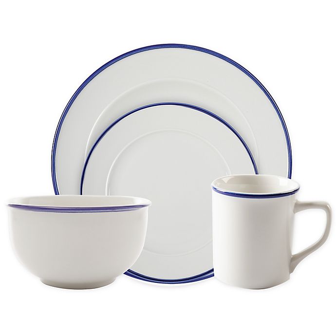 Alternate image 1 for Our Table™ Simply White Blue Rim Dinnerware Collection