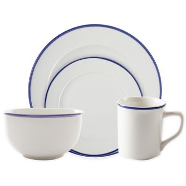 Our Table&trade; Simply White Blue Rim Dinnerware Collection. View a larger version of this product image.