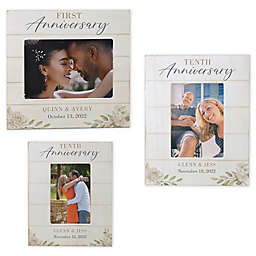 Floral Anniversary Personalized Shiplap Picture Frame