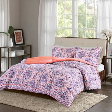 Intelligent Design Zoe Twin Twin Xl Comforter Set In Coral Bed