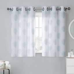 Coral Reef Inch Bath Window Curtain Tier Pair In Grey Mist