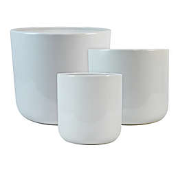 Everhome™ Simple Round Stoneware Planter in White