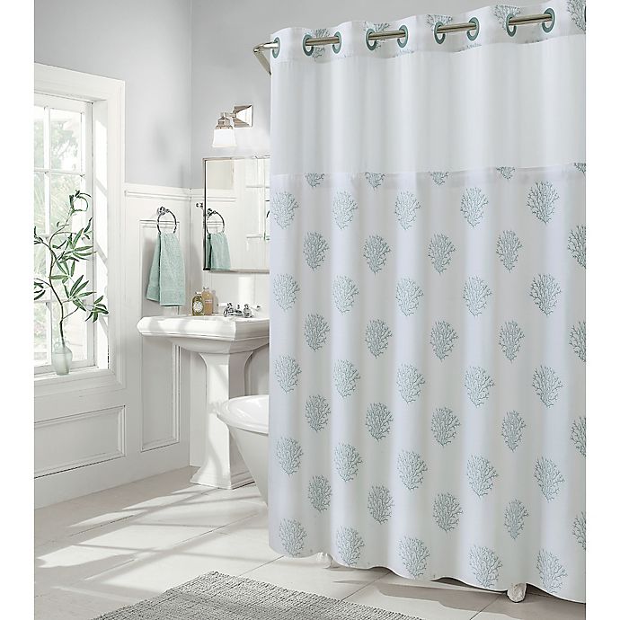 Hookless Coral Reef Shower Curtain In Grey Mist Bed Bath Beyond