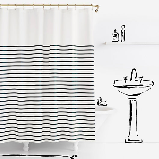 72 Inch Harbour Stripe Shower Curtain, Black Grey And White Shower Curtain Striped