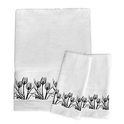 Laural Home® Monochromatic Tulips 2-Piece Hand Towels in Black