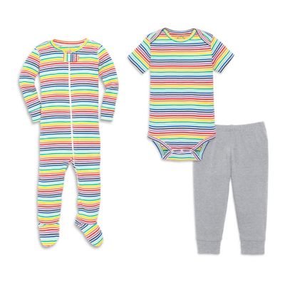 Primary&reg; Unisex Mini Rainbow Stripe Organic Cotton Baby Essentials Collection