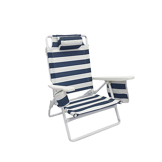 Alternate image 1 for Destination Summer 5-Position Beach Chair in Navy/White