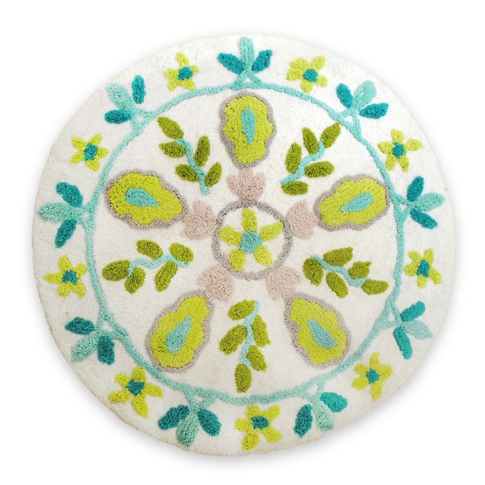 Bardwil Linens Dena Bali Round Bath Rug In Ivory Green Aqua Bed Bath Beyond