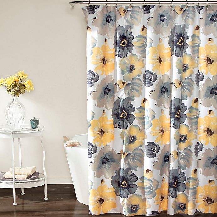 Leah Shower Curtain In Yellow Grey, Yellow Grey Shower Curtain