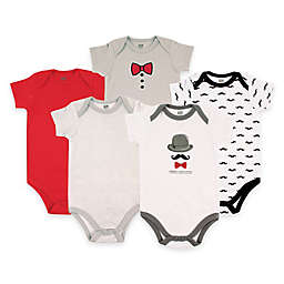 BabyVision® Hudson Baby® 5-Pack Gentleman Short Sleeve Bodysuits in Grey