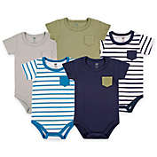 BabyVision&reg; Hudson Baby&reg; Size 3-6M 5-Pack Basic Pocket Bodysuits in Blue