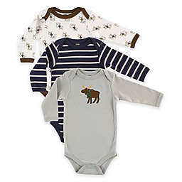 BabyVision® Hudson Baby® 3-Pack Moose Long Sleeve Bodysuits in Grey