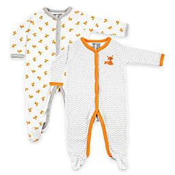 BabyVision® Luvable Friends® 6-9 Months 2-Pack Fox Snap-Front Footies in White/Orange