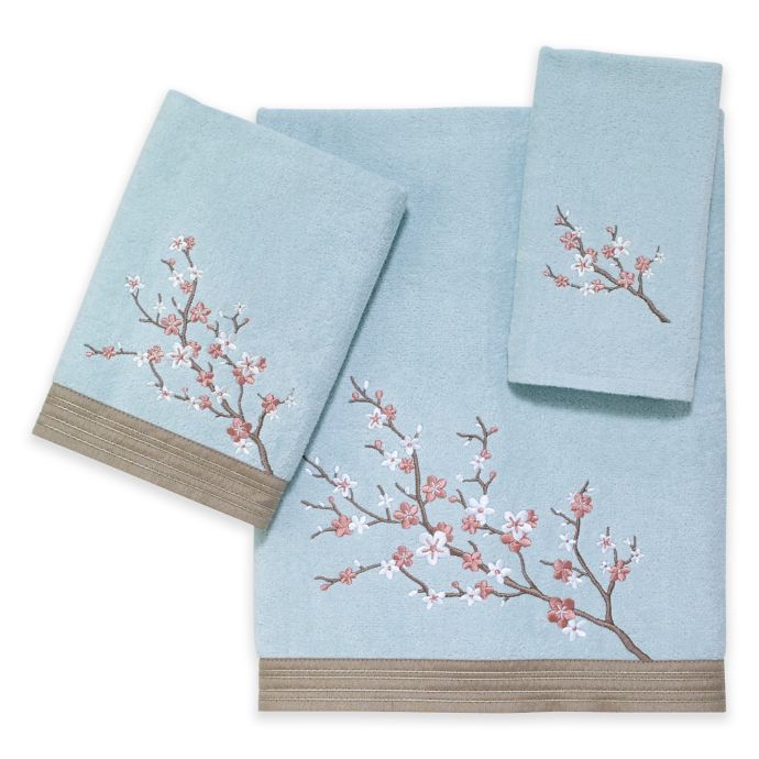 Avanti Audrina Fingertip Towel in Aqua Bed Bath and Beyond Canada