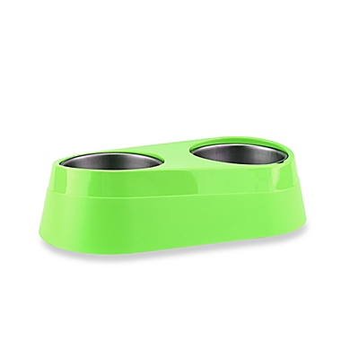 O2COOL&reg; Chilled Double Pet Bowl in Green. View a larger version of this product image.