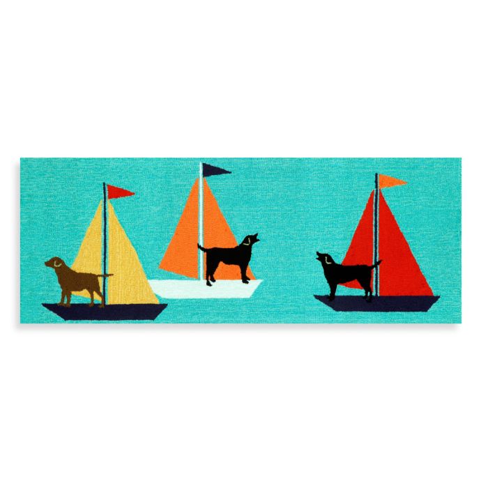Trans Ocean 27 Inch X 72 Inch Front Porch Sailing Dogs Door Mat
