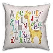 Alphabet Giraffe Square Throw Pillow in White/Yellow