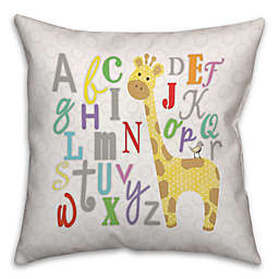 Alphabet Giraffe Square Throw Pillow in White/Yellow