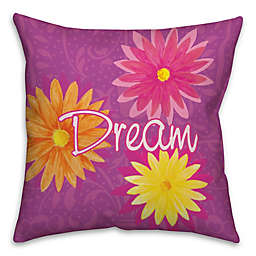 Dream Flowers 18-Inch Square Throw Pillow in Purple/Pink/Yellow
