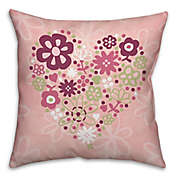 Flower Heart 16-Inch x 16-Inch Square Throw Pillow in Pink