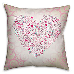 Heart of Goodies Square Throw Pillow in Pink/Cream
