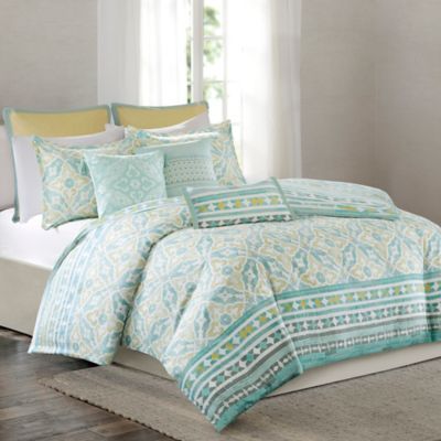 Echo Lagos Duvet Cover Set In Aqua Yellow Bed Bath And Beyond