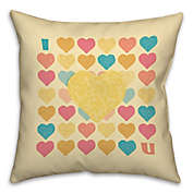 I Heart You 16-Inch Square Throw Pillow in Yellow/Pink