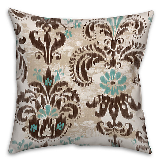 Alternate image 1 for Ikat 18-Inch x 18-Inch Throw Pillow in Brown/Turquoise