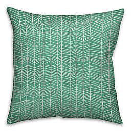 Neutral Zig-Zag 16-Inch Square Throw Pillow in Green/White