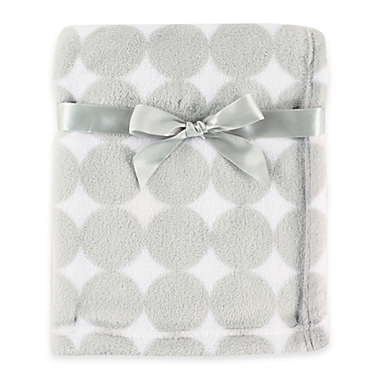 BabyVision&reg; Luvable Friends&reg; Dot Coral Fleece Blanket in Grey. View a larger version of this product image.