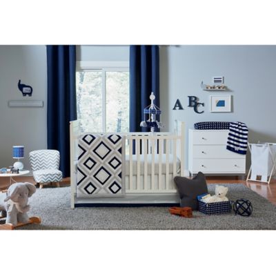 Happy Chic Baby by Jonathan Adler Breathable Mesh Secure Me Crib Liner Blue-White 