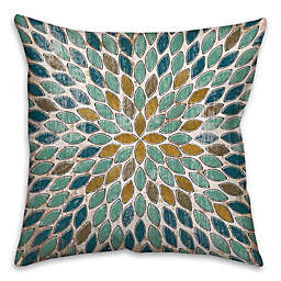 Leafies 16-Inch Square Throw Pillow in Blue/Gold