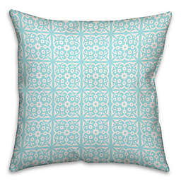 Medallion 16-Inch Square Throw Pillow in Blue/White