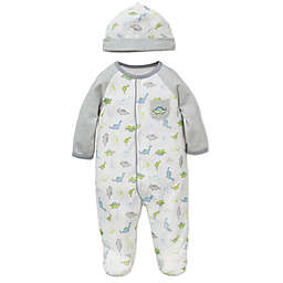 Little Me® 2-Piece Tiny Dinos Footie and Hat Set in Grey