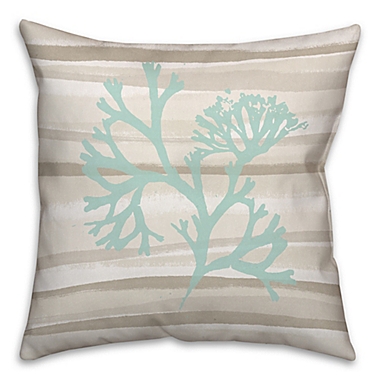 Coral Abstract Square Throw Pillow in Blue/Beige. View a larger version of this product image.