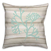 Coral Abstract Square Throw Pillow in Blue/Beige