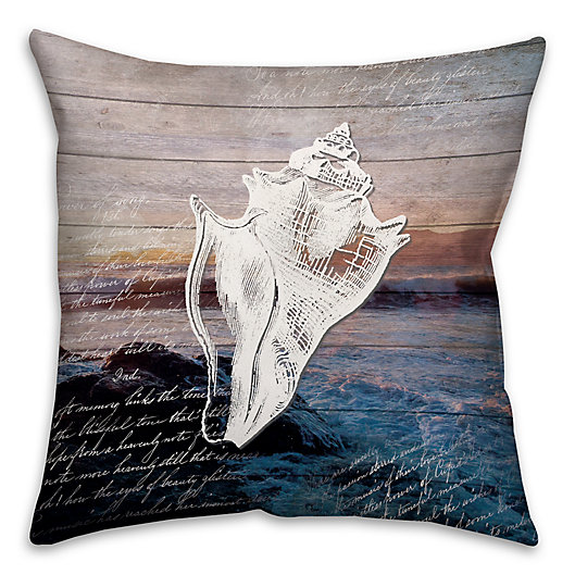 Alternate image 1 for Distressed Anchor Conch 18-Inch Square Throw Pillow in Blue