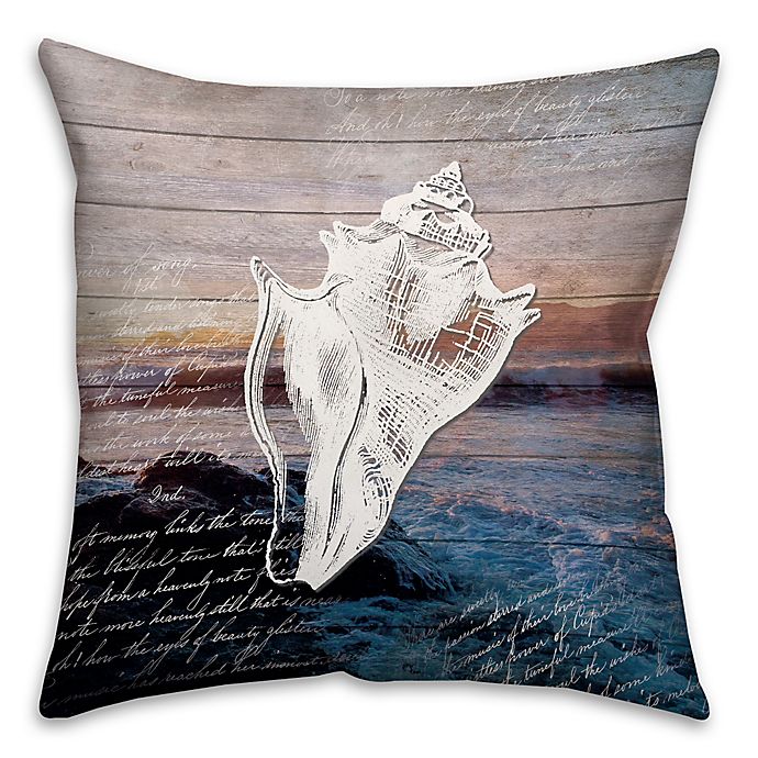 Alternate image 1 for Distressed Anchor Conch 16-Inch Square Throw Pillow in Blue