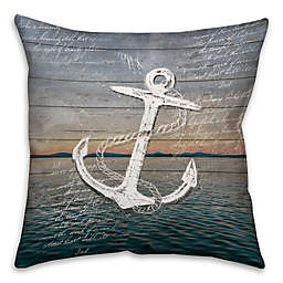 Distressed Anchor 16-Inch Square Throw Pillow