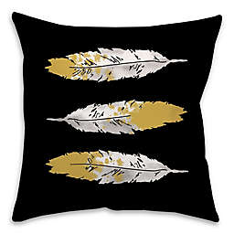 Feathers Square 18-Inch Throw Pillow in Black/Gold