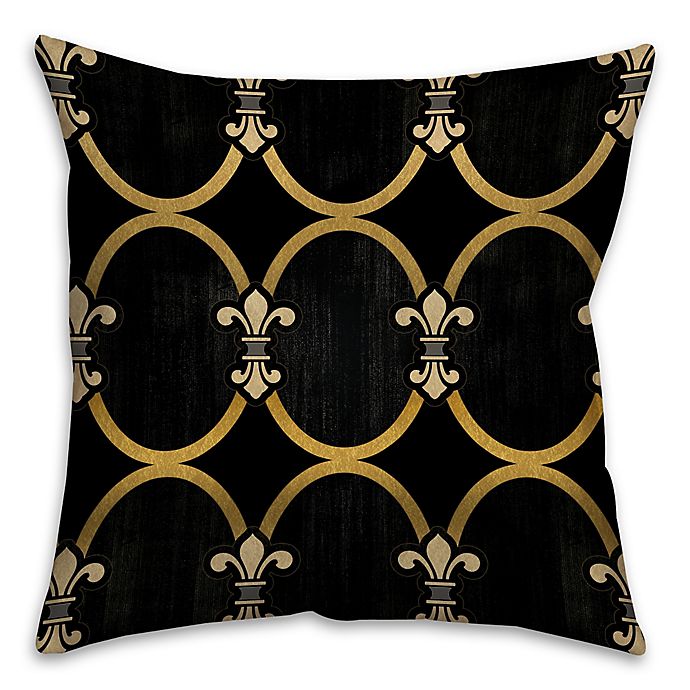 Black and gold fleur de lis family room decor floor mat ottomans and throw blankets and pillows from my art.